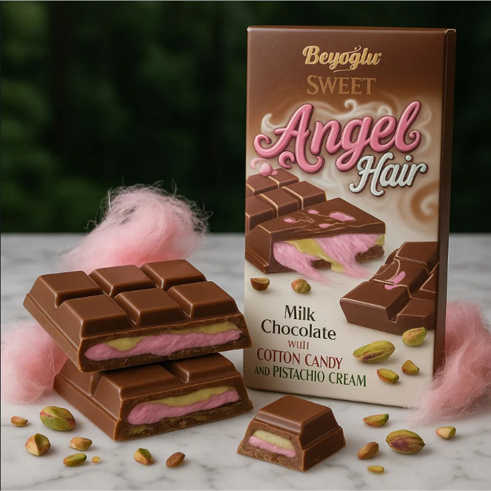 Beyoğlu Angel Hair Milk Chocolate with Cotton Candy and Pistachio Cream - 170 g