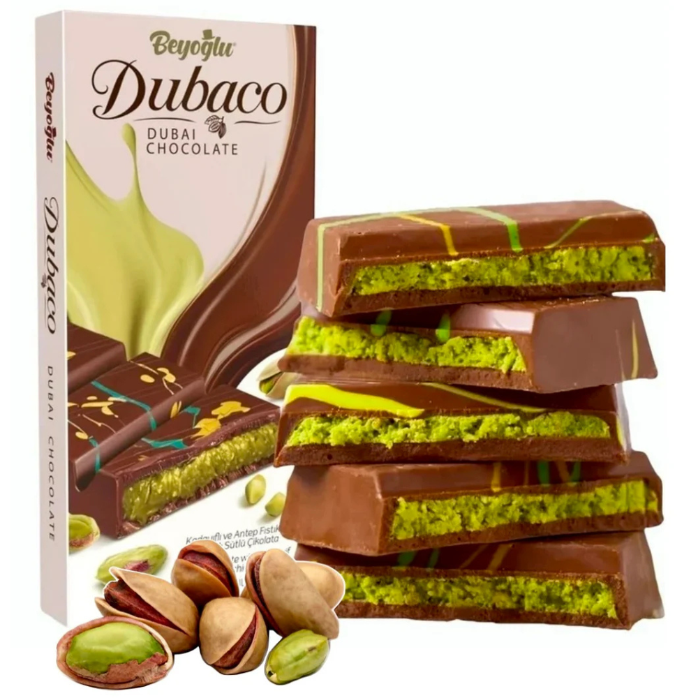 Beyoğlu Dubaco Milk Chocolate with Kadayif and Pistachio Cream - 200 g