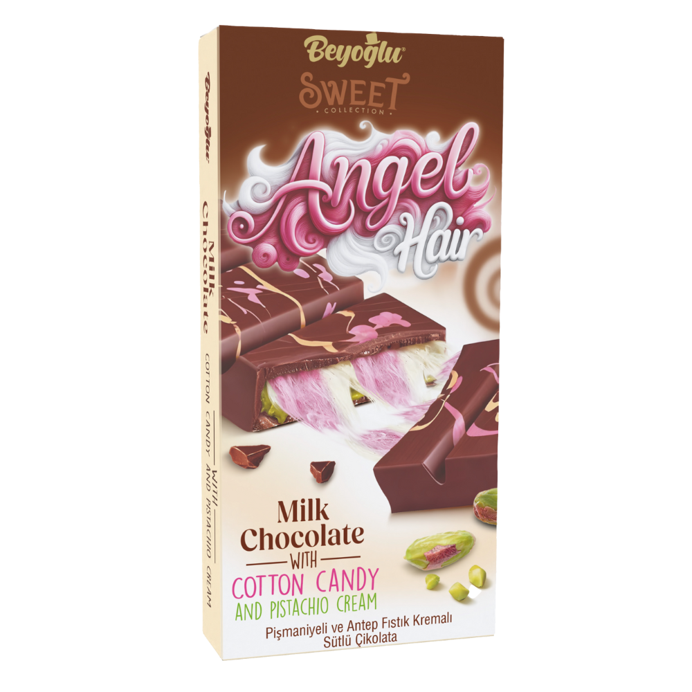 Beyoğlu Angel Hair Milk Chocolate with Cotton Candy and Pistachio Cream - 170 g
