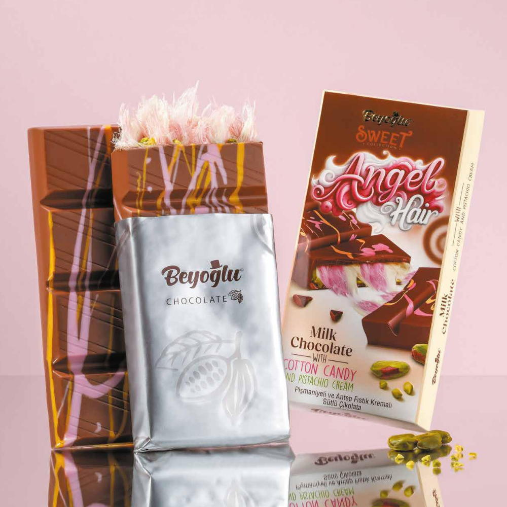Beyoğlu Angel Hair Milk Chocolate with Cotton Candy and Pistachio Cream - 170 g