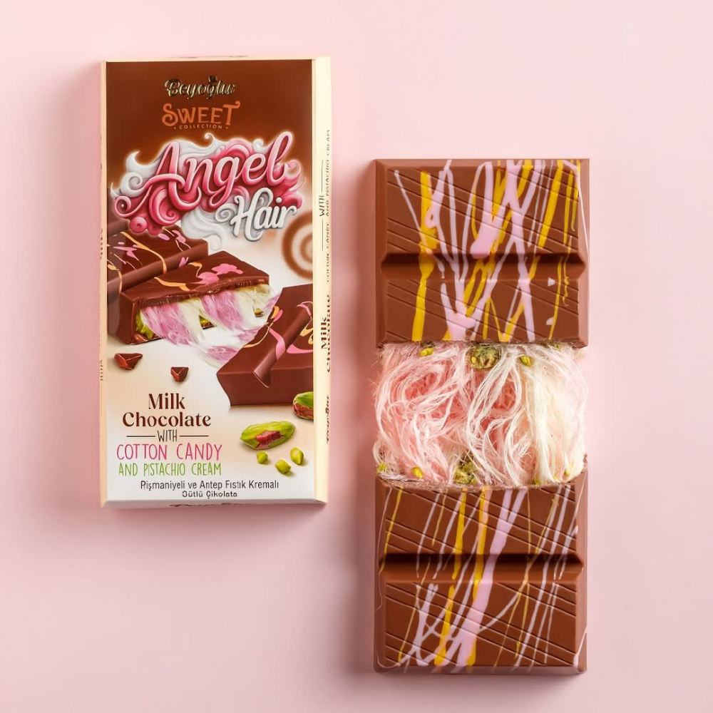 Beyoğlu Angel Hair Milk Chocolate with Cotton Candy and Pistachio Cream - 170 g