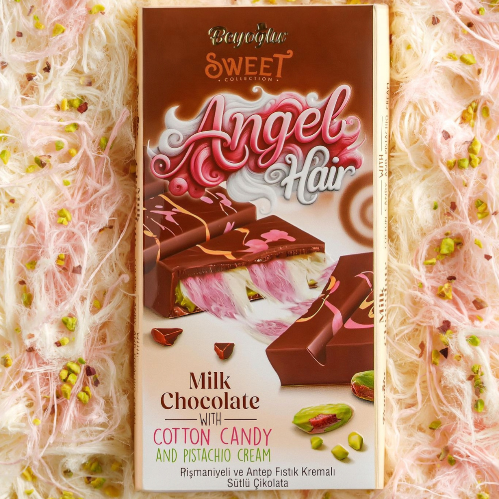 Beyoğlu Angel Hair Milk Chocolate with Cotton Candy and Pistachio Cream - 170 g