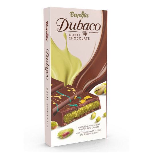Beyoğlu Dubaco Milk Chocolate with Kadayif and Pistachio Cream - 95 g