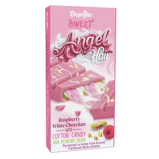Beyoğlu Angel Hair Raspberry White Chocolate with Cotton Candy and Pistachio Cream - 170 g