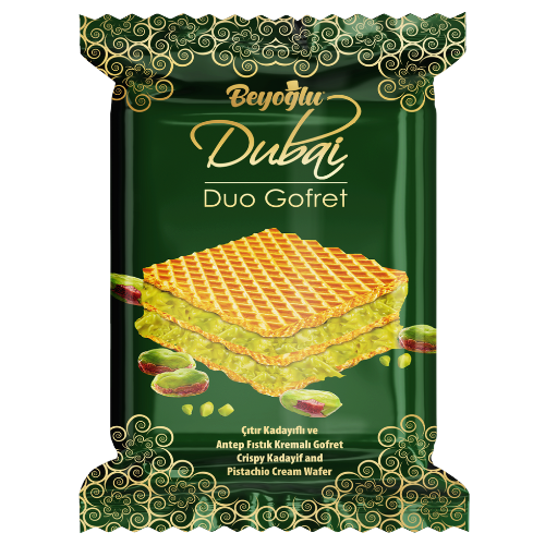 Beyoğlu Dubai Duo Gofret Pistachio Wafer 36 g - 24pcs/Box